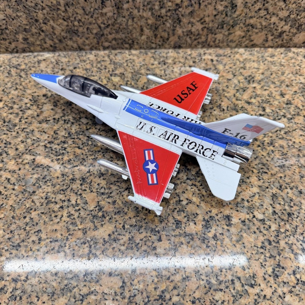 VTG 2003 Toysmith F-16 U.S. Air Force Fighter Jet Airplane Pull Back&Go Toy 1:72